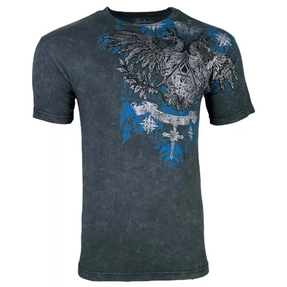 Archaic by Affliction Men's T-Shirt Calcium Biker Y2K S-5XL - Picture 2 of 8
